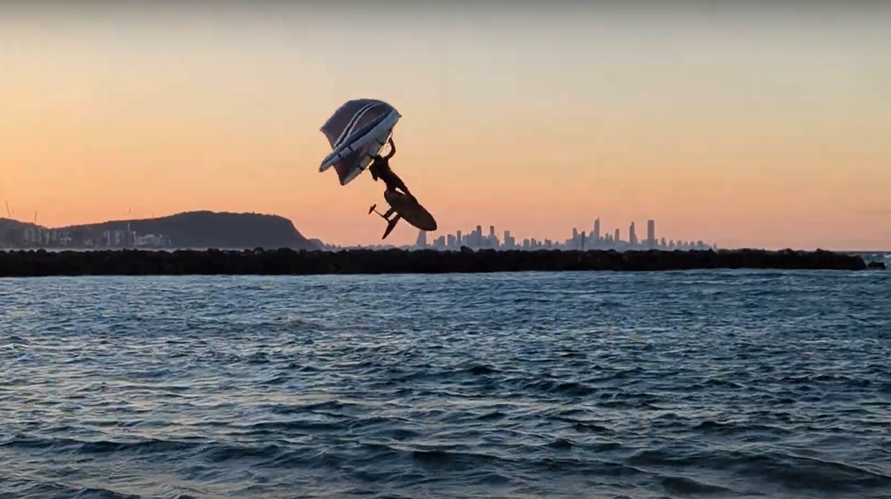 Cloud IX Wing foiling at sunset with Daz