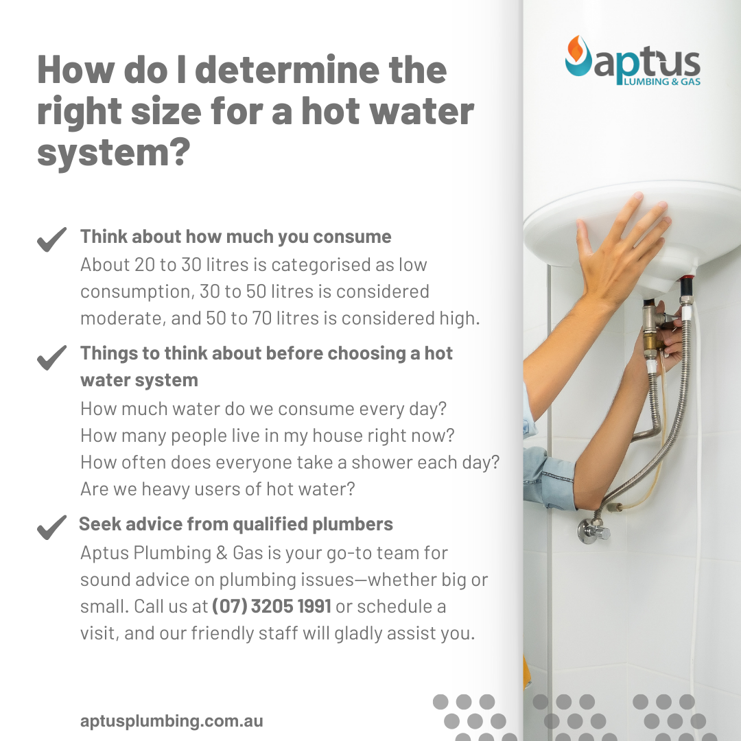 How do I determine the right size for a hot water system?