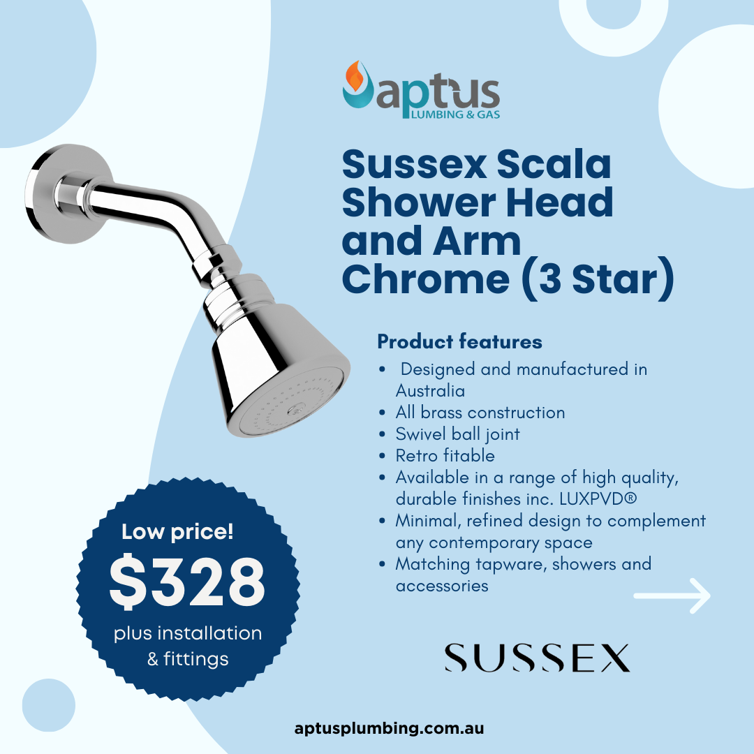 Sussex Scala Shower Head and Arm Chrome (3 Star)