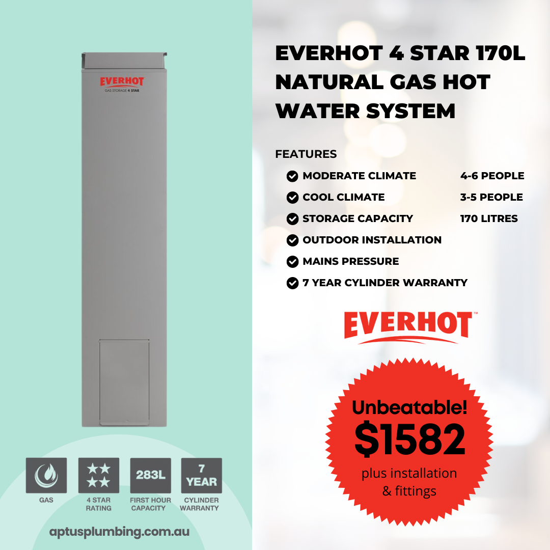 Everhot 4 Star 170L Natural Gas Hot Water System