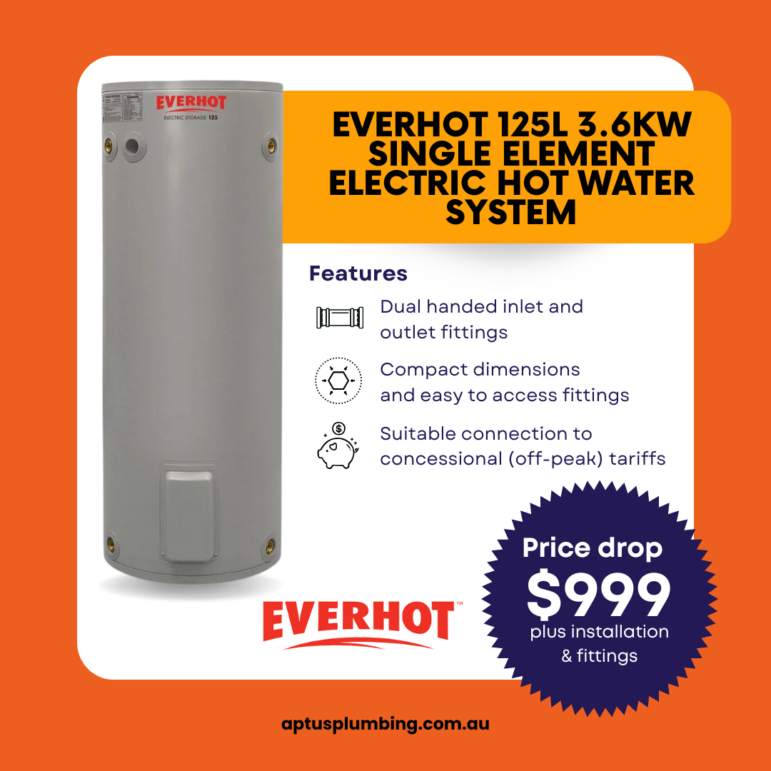 Everhot 125L 3.6kW Single Element Electric Hot Water System